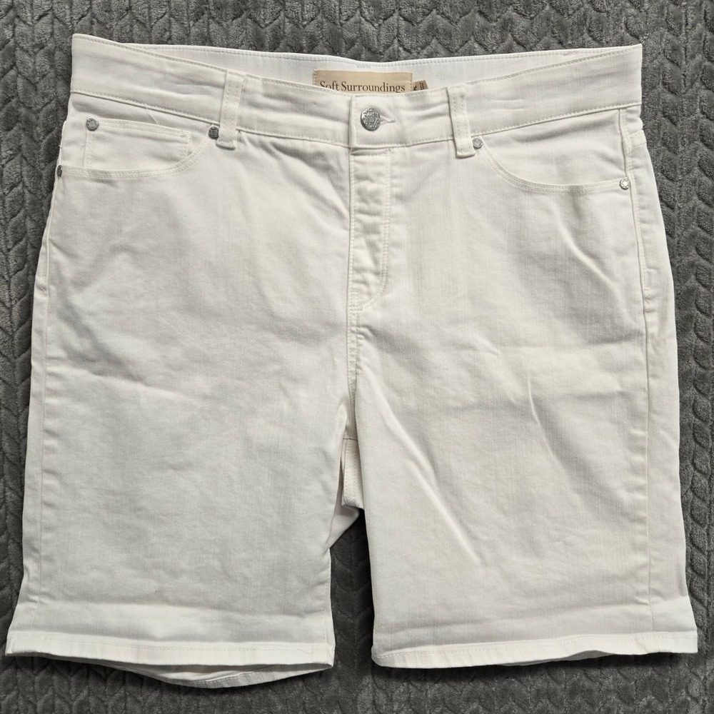 Soft Surroundings Women's White Ultimate Denim Pull On Shorts PL Petite Large